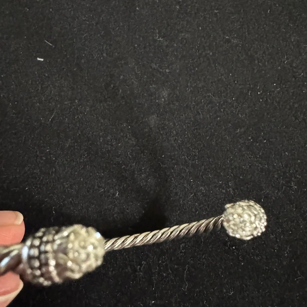 Rhinestone Twisted Cable Cuff Bracelet